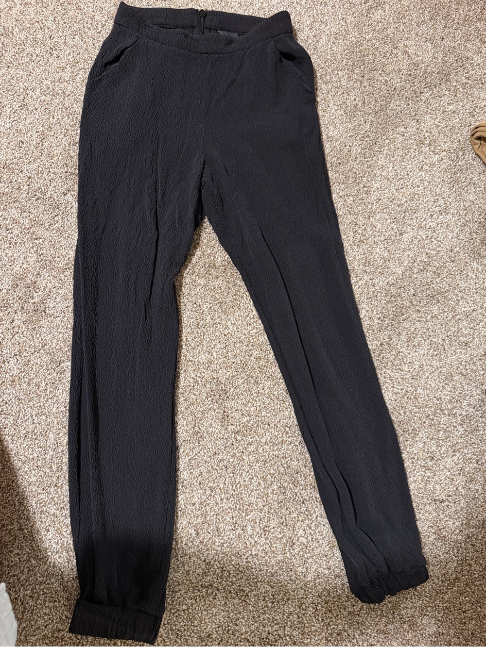 bebe Black Textured Waistband Pants
